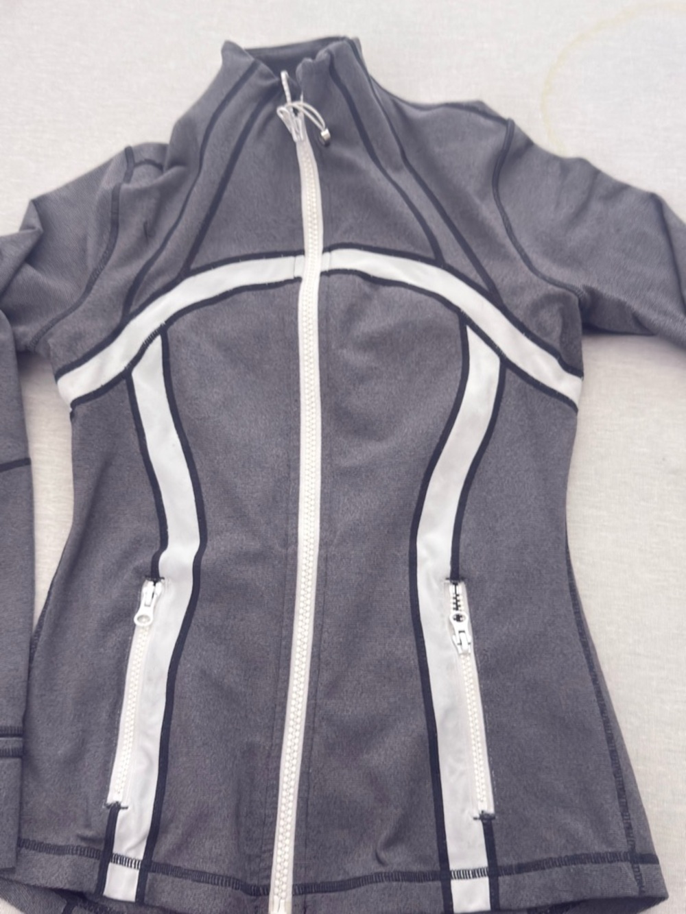 lululemon athletica Gray Zip-Up Jacket with White Trim